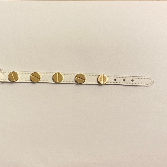 CC Skye White Leather + Gold Studs Bracelet - Picture 7 of 9